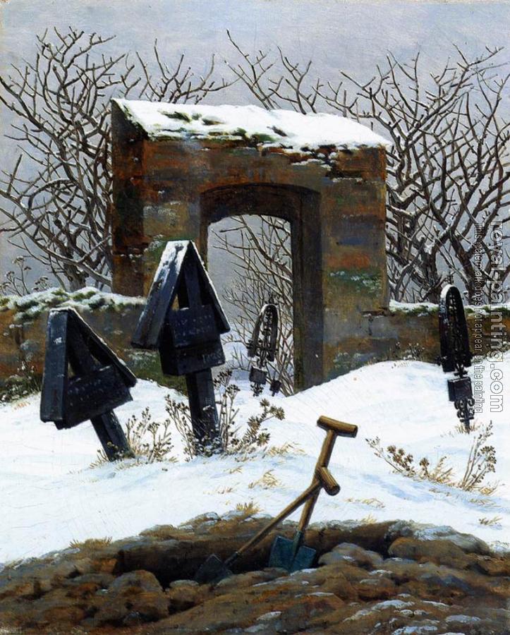 Caspar David Friedrich : Graveyard Under Snow